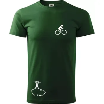 Pánské tričko Mapa ČR + kolo na prsu - Triko extra velké (5-8XL) - 6XL ( Lahvově zelená )