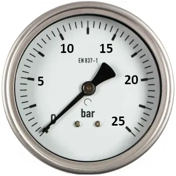 Manometr Ø63mm, 0-25 bar, glycerin, zadní př.