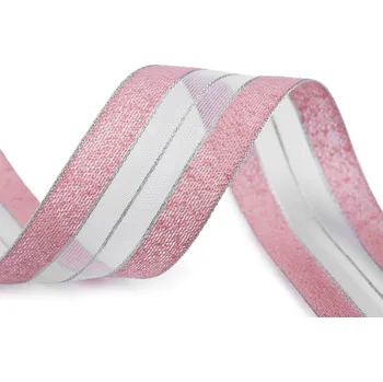 Stuha Stuha s lurexem šíře 40 mm pudrová 45 m