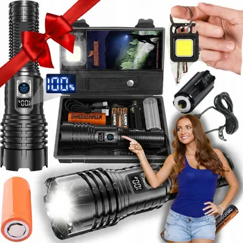 Svítilna VÝKONNÁ POLICEJNÍ TAKTICKÁ AKUMULÁTOROVÁ SVÍTILNA REFLEKTOR + POWERBANKA