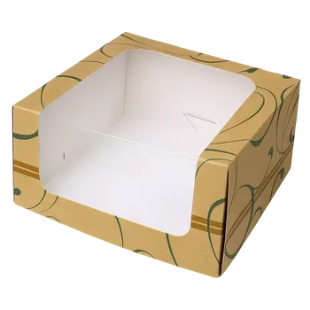 Krabička na výslužku Papírová krabička s průhledným okénkem 18x18x9 cm