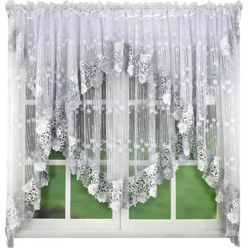 Záclona HOTOVÁ ZÁCLONA 300x165 ZÁCLONY ZÁCLONA NA MARKÝZOVÉM MATERIÁLU GUIPURE BÍLO ŠEDÁ