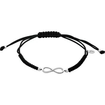 Náramek Černý náramek na šňůrce s nekonečnem Lotus Silver | Elegantní design | Snadné zapínání | Ověřeno 1000+ zákazníky | Záruka 24 měsíců | Kvalitní šperky | ROMERO rhodiované stříbro, nylon