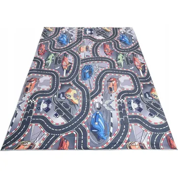 Koberec KOBEREC Dětský PRINTED 120x170 Tištěný Barevný Auta Ulice Silnice Závody