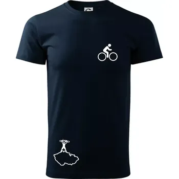 Mapa ČR + kolo na prsu - Klasické pánské triko vyšší gramáže - L ( Námořní modrá (velmi tmavá - téměř černá) )