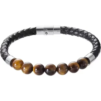 Náramek Náramek pánský koženka a korálky tygří oko 43038.3 hnědý