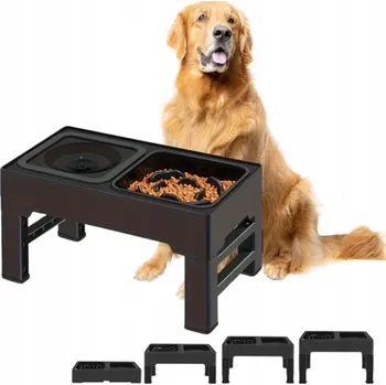 Miska pro psa Sada dvou plastových misek Zakroucený Košík černá 1,6 l