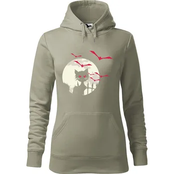 Pánská mikina Dámská mikina Kočka a netopýři Velikost (žena): L, Vyberte barvu: Světlá khaki