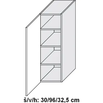 Kuchyňská skříňka Kuchyňská skříňka horní SILVER+ FRESCO ANTRACIT W4/30 - grey