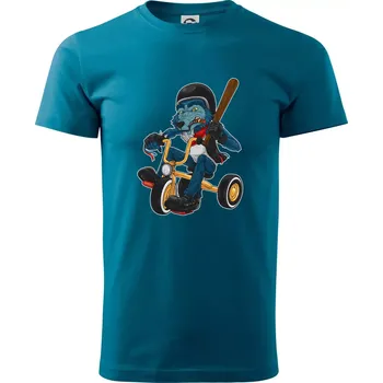 Pánské tričko Vlk na tříkolce - Klasické pánské triko vyšší gramáže - S ( Petrolejová )