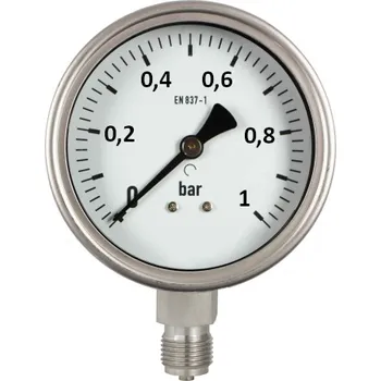 Manometr Ø63mm, 0-1 bar, glycerin, spodní př.