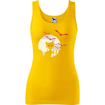 Dámské tílko s potiskem Kočka a netopýři Velikost: XL, Barva: Žlutá