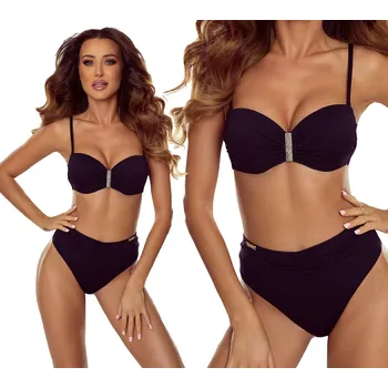 Dámské plavky Plavky Gabbiano ASHLEY bikini bardotka s texturou černé 44B/2XL (90B)