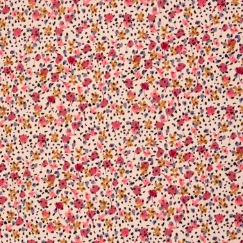 Viskoza Růžové květy a puntíky (E) (Kvalitní viskoza z Německa)