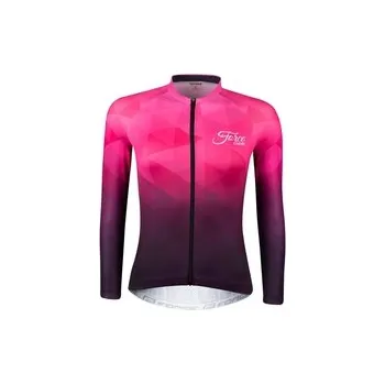 cyklistický dres Force dres dlouhý rukáv Gem růžová vel. XL