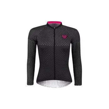 cyklistický dres Force dres dlouhý rukáv Points černo-růžová vel. L