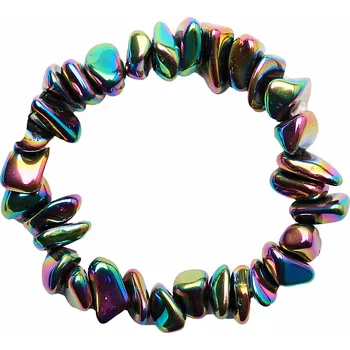 Náramek Hematit náramek sekaný titanium aura obvod cca 17 až 23 cm