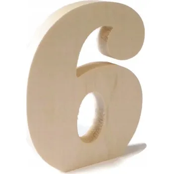 Obraz Dřevěné ČÍSLO na stůl Svatební čísla stolů dřevěná 6