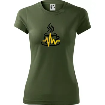 Dámské tričko Káva EKG hrnek - Dámské Fantasy sportovní (dresovina) - S ( Khaki )
