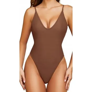 Dámské plavky Dámské jednodílné plavky na bazén Shekini Thong V Brown vel. M