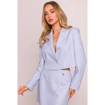 Dámské sako Elegantní krátké sako MOE M853 světle modré EU velikost: S