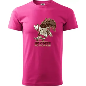 No cofee no workee - Klasické pánské triko vyšší gramáže - XS ( Purpurová )