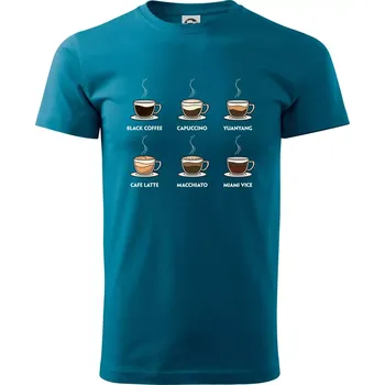 Druhy kávy - Klasické pánské triko vyšší gramáže - S ( Petrolejová )