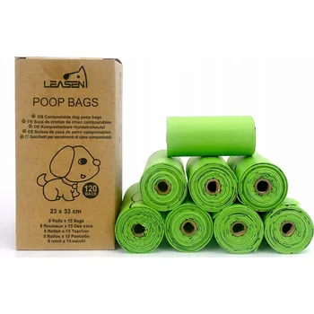 sáček na exkrement SÁČKY NA PSÍ EXKREMENTY BIOLOGICKY ROZLOŽITELNÉ 8 rolí x 15 sáčků ZELENÉ