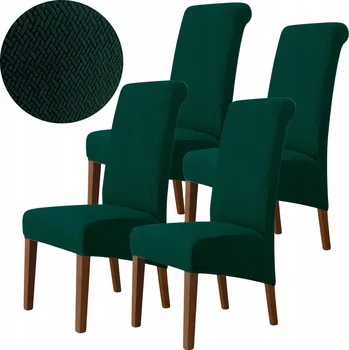 Potah na židli 4X ŽAKÁROVÝ POTAH NA ŽIDLI VZOR JEDLIČKA PROTISKLUZOVÝ TMAVĚ ZELENÝ