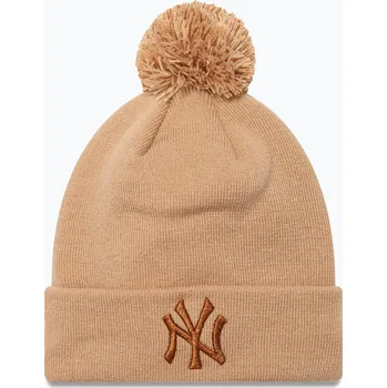 Kšiltovka Dámská kšiltovka New Era Metallic Bobble Knit Beanie New York Yankees beige