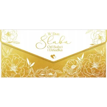 Svatební přání zlaté ke svatbě od babičky a dědečka + obálka na peníze