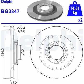 Brzdový kotouč Brzdový kotouč DELPHI BG3847