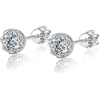 Náušnice Stříbrné náušnice pecky se zirkonem na šroubek