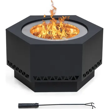 Bezkouřový krb AMIATA z oceli - 66x57x38cm, černý | A301050501