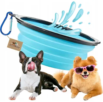 Miska pro psa SILIKONOVÁ skládací miska pro psa CESTOVNÍ s karabinou 1000ml