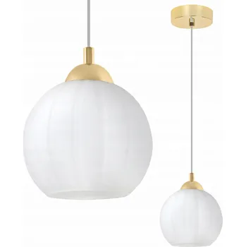 ZÁVĚSNÉ STROPNÍ SVÍTIDLO ZLATÝ BÍLÝ LUSTR SKLENĚNÁ KOULE DO OBÝVÁKU KUCHYNĚ