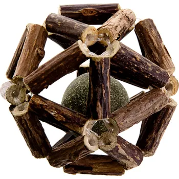 Hračka pro kočku JK ANIMALS kulička ze šanty kočičí v kleci 6,5 cm