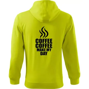 Pánská mikina Coffee make my day - Mikina s kapucí na zip trendy zipper - 2XL ( Limetková )
