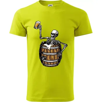 Pánské tričko Kostra pivo - Klasické pánské triko vyšší gramáže - XL ( Limetková )