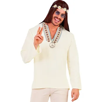 Karnevalový kostým Pánská hippie košile, bílá - L/XL