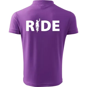 Pánská košile Ride - nápis s cyklistou - Polokošile pánská Pique Polo 203 - 2XL ( Fialová )