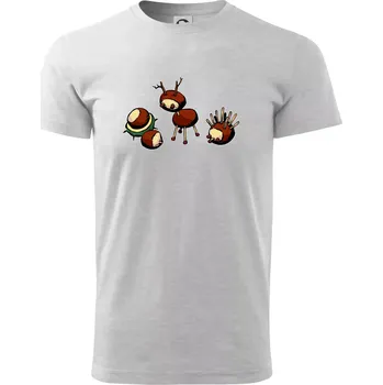 Pánské tričko Kaštanová zvířátka - v řadě - Triko extra velké (5-8XL) - 8XL ( Světlešedý Melír )