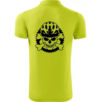 Pánská košile Lebka cyklisty - helma - Polokošile Victory sportovní (dresovina) - M ( Limetková )
