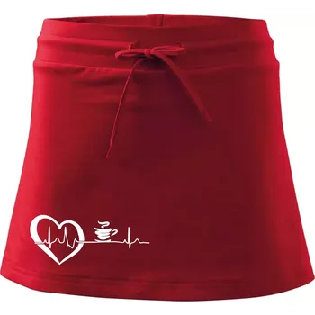Dámská sukně Moje srdce bije pro kávu - Sportovní sukně - two in one - L ( Červená )