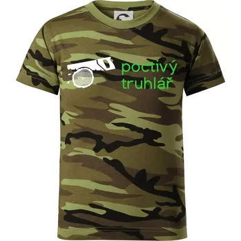 Poctivý Truhlář - Dětské maskáčové triko - 104-110cm / 3-4 roky ( Zelený maskáč )