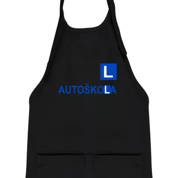 Kuchyňská zástěra Autoškola nápis - Dětská zástěra na vaření - Univerzální velikost ( Černá )