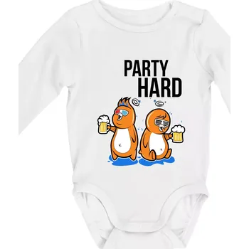 Party hard ptáci - Body kojenecké s dlouhým rukávem - Dlouhý r. do 3 měs ( Bílá )