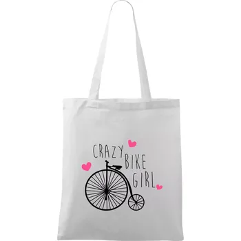 Nákupní taška Crazy bike girl - Taška bavlněná - 42 x 38 cm ( Bílá )