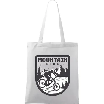 MTB mountain bike logo prsa zaoblené - Taška bavlněná - 42 x 38 cm ( Bílá )