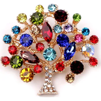 Brož Brož s broušenými kamínky strom života, barva 2 multikolor